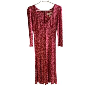 Vintage PINK TARTAN Midi Dress Size L